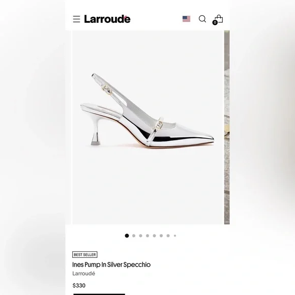 Larroude Ines Silver Women's Pumps size 6.5 - Picture 7 of 7